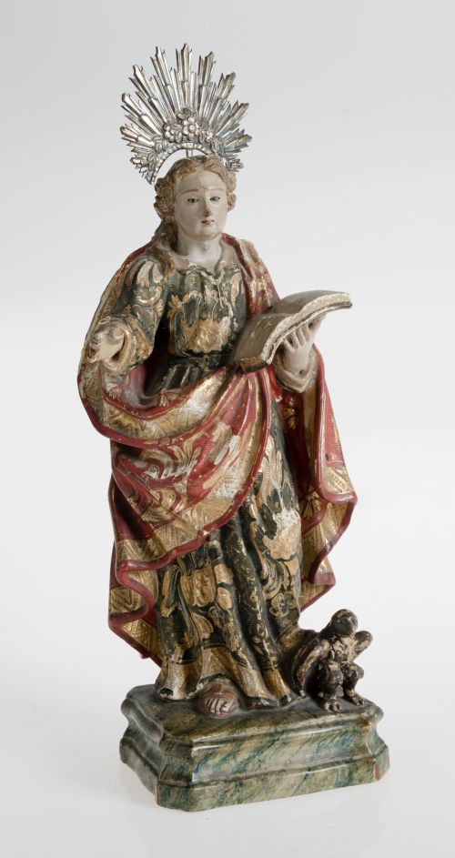 Saint John the Evangelist Portuguese school 18th century. f