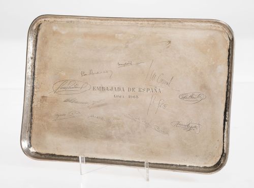 Bandeja de plata Sterling ley 925, Perú, S. XX