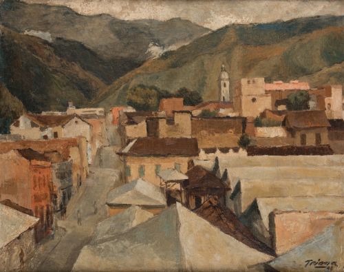 JORGE ELÍAS TRIANA, "Paisaje", 1948, Óleo sobre lienzo.