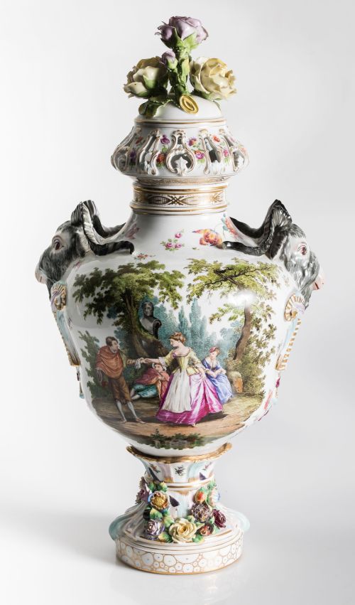 Porcelain vase, Potschappel manufactory, Dresden, 20th cent