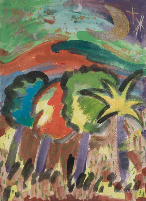 MAGENA S.XX, "Paisaje colorido", 1995, Técnica mixta sobre
