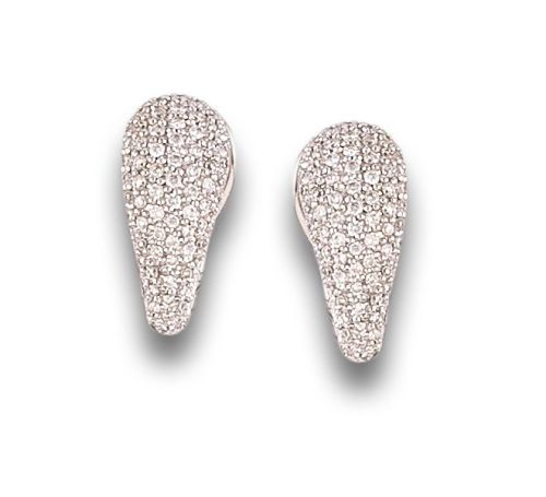 HALF HOOP DIAMOND EARRINGS, IN WHITE GOLD