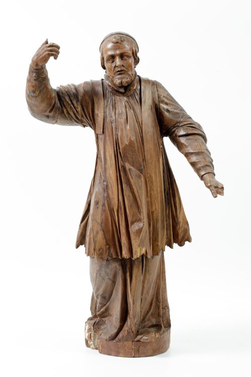 ESCUELA ESPAÑOLA, "San Francisco Javier", Escultura en made