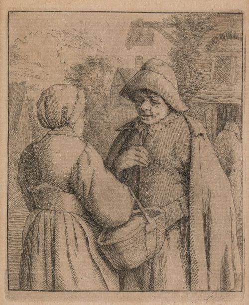 ADRIAEN VAN OSTADE, "Campesinos conversando", Aguafuerte so