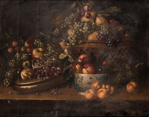 ESCUELA ESPAÑOLA, "Bodegón con frutas" y "Bodegón con fruta