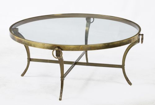 Circular coffee table in gilded brass, Spain, 1980s