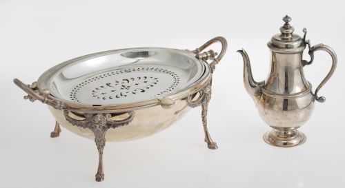 Cafetera inglesa metal plateado.