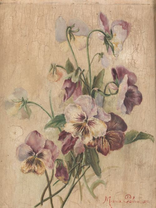 ESCUELA ESPAÑOLA, "Pensamientos", Óleo sobre tabla.