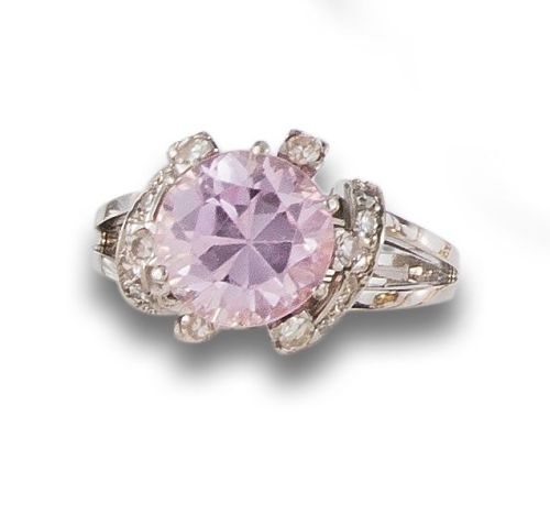 SORTIJA ROSETA, ESTILO ANTIGUO DE ROSA DE FRANCI Y DIAMANTE