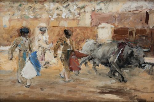 ROBERTO DOMINGO Y FALLOLA, "Escena taurina", Gouache sobre