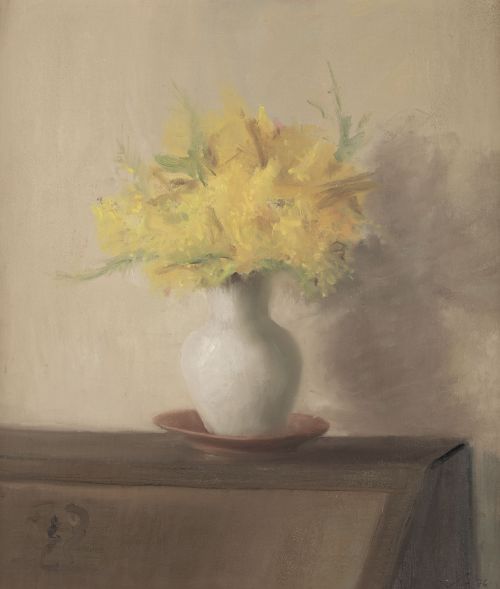 JAIME VALLE INCLÁN, "Jarrón con flores amarillas", 1976, Ól