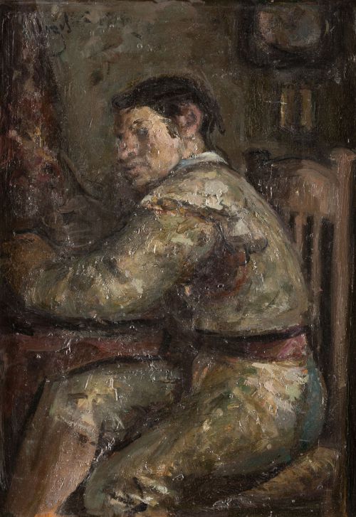 PEDRO MOZOS MARTÍNEZ, "Torero", Óleo sobre tabla