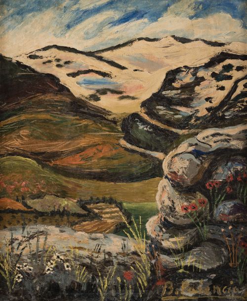 BENJAMÍN PALENCIA, "Paisaje con montañas", 1951, Óleo sobre