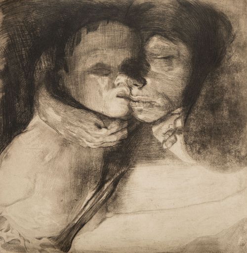 KÄTHE KOLLWITZ, "Tod, Frau und Kind", 1910, Grabado 