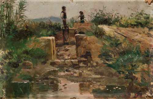 JUAN JOSÉ GÁRATE CLAVERO, "Muchachos junto a una compuerta