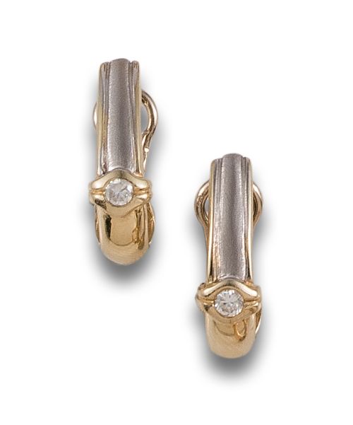 PENDIENTES MEDIAS CRIOLLAS DE DIAMANTES EN ORO BICOLOR