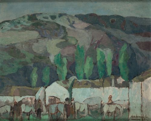 AGUSTÍN REDONDELA, "Vizcaya", 1967, Técnica mixta sobre lie