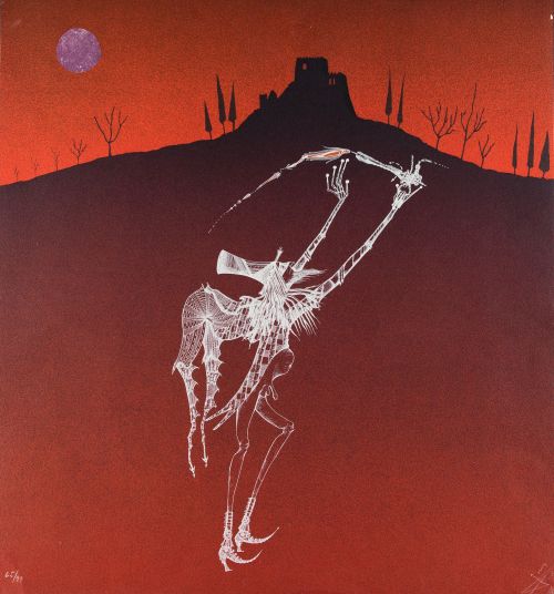 JOAN PONÇ, "Castellnou", 1971, Litografía sobre papel