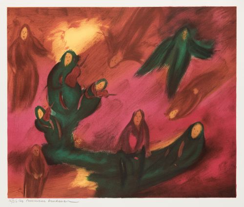 RICHARD BANON, "Les musiciens Heureux", Litografía sobre pa