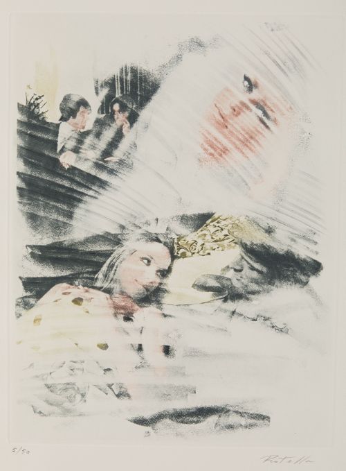 MIMMO ROTELLA, "Sin título", Litografía sobre papel