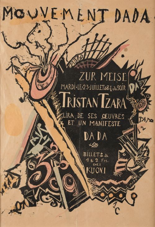 TRISTAN TZARA, "Mouvement Dada", Linoleo iluminado a mano s