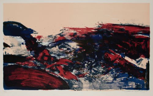 ZAO WO KI, "Composición", 1976, Litografía sobre papel