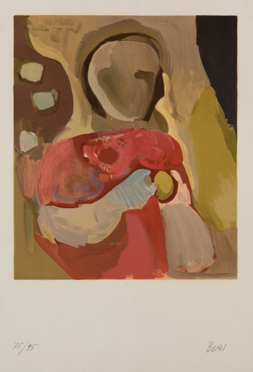 FRANCISCO BORES, "Niño en rojo", Litografía sobre papel 