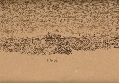 FRANCISCO SAN JOSE GONZÁLEZ, "Paisaje", Tinta sobre papel