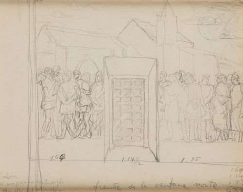 DANIEL VÁZQUEZ DÍAZ, "Colón en la Rábida", Grafito sobre pa