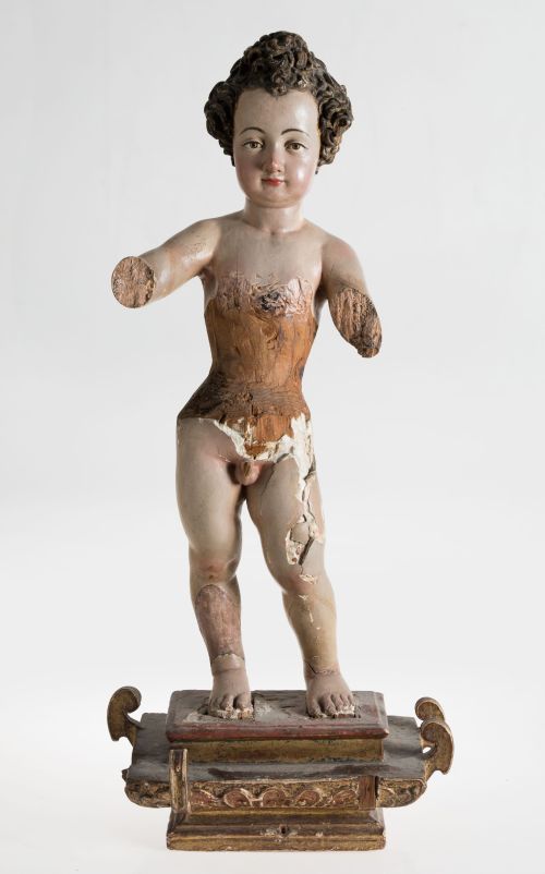 ESCUELA CASTELLANA, "Niño Jesús", Madera tallada, estucada