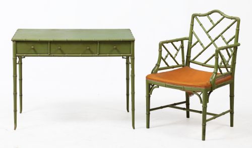 Escritorio y silla de estilo Chippendale, España, med. S. X