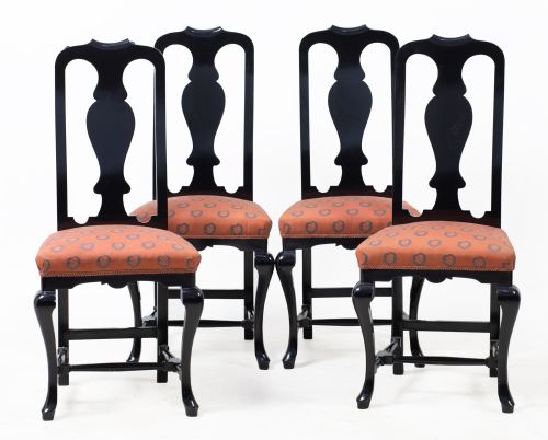 Four Queen Anne style chairs, 20th century
