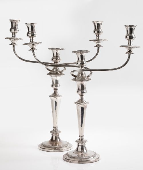 Pair of silver-plated candlesticks, Barker Ellis, Birmingha