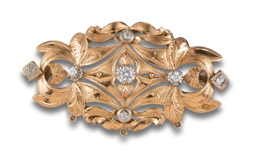 BROCHE DE DIAMANTES Y ORO AMARILLO