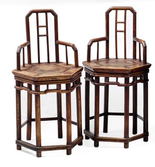 Pareja de sillas hexagonales, China, pps.S.XX