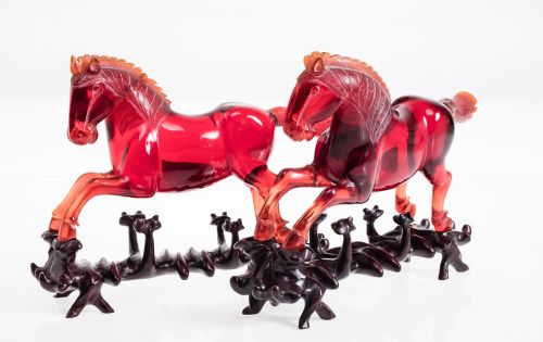 Pareja de caballos, China, S.XX