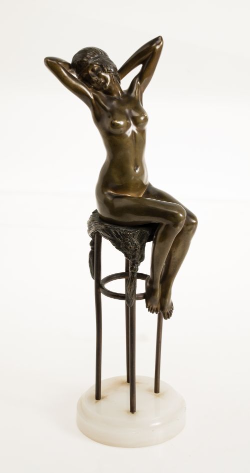 DEMETER CHIPARUS, "Desnudo femenino", Escultura de bronce p