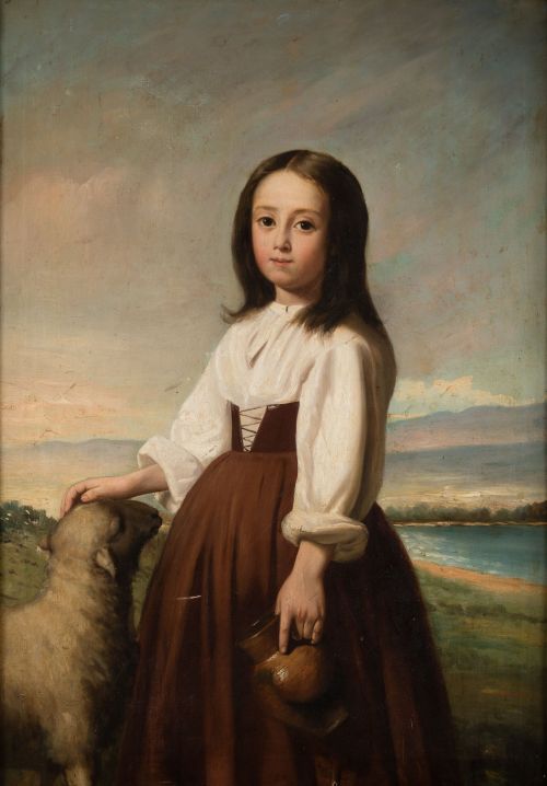 ANÓNIMO, "La pastorcilla", Óleo sobre lienzo.