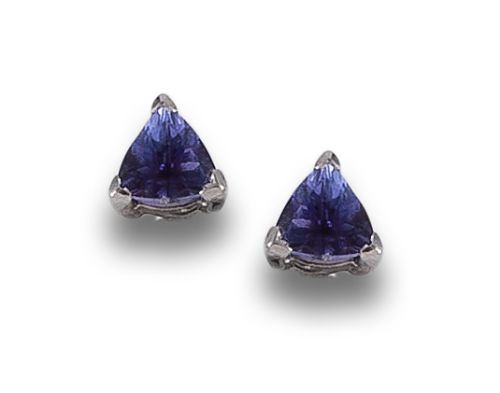 PENDIENTES EN ORO BLANCO Y TANZANITAS