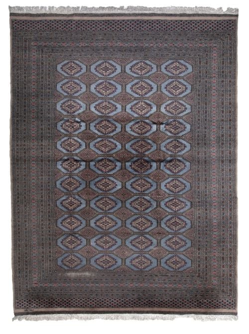 Alfombra persa Bokhara de lana y seda anudada a mano, S. XX