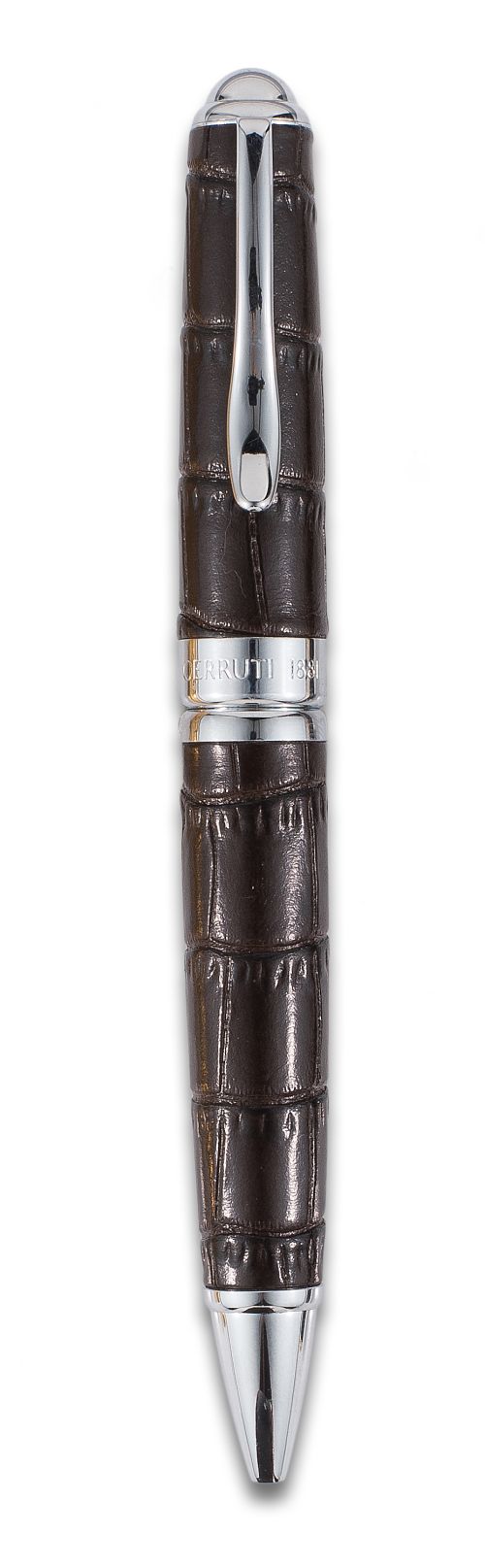 CERRITTI 1881 LEATHER AND SILVER METAL BALLPOINT PEN