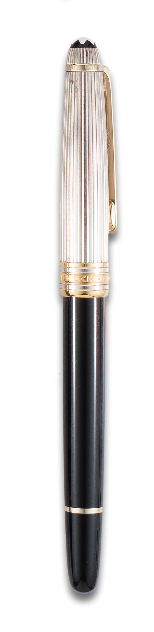 MONTBLANC SILVER AND LACQUERED METAL BALLPOINT PEN