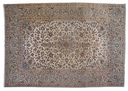 Alfombra Kashan de lana anudad a mano, S. XX