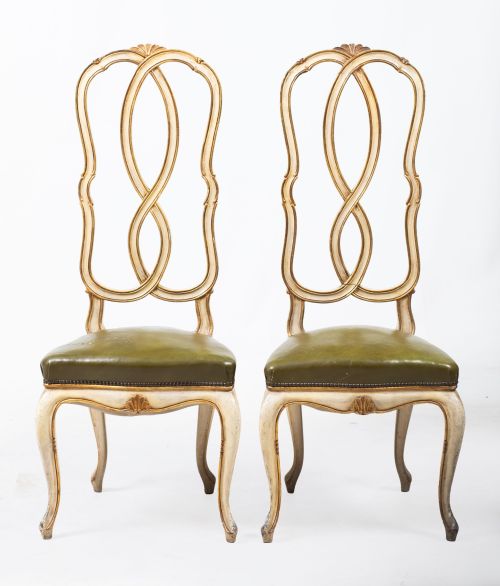 Pareja de sillas de estilo Luis XV, España, med. S. XX
