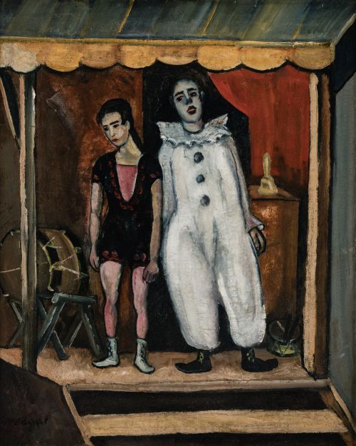 CELSO LAGAR, "Payasos", Óleo sobre lienzo (reentelado)