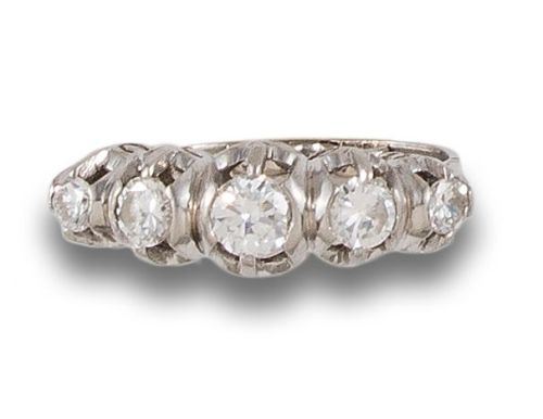FIVE STONE RING IN PLATINUM AND DIAMONDS