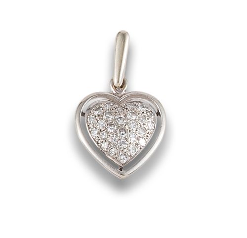 HEART PENDANT WITH DIAMOND, IN WHITE GOLD