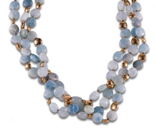 COLLAR MULTIHILOS DE AGUAMARINAS LECHOSAS 