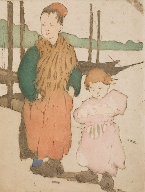 MAUD HUNT SQUIRE, "Deux fillettes sur le port", 1907, Gra