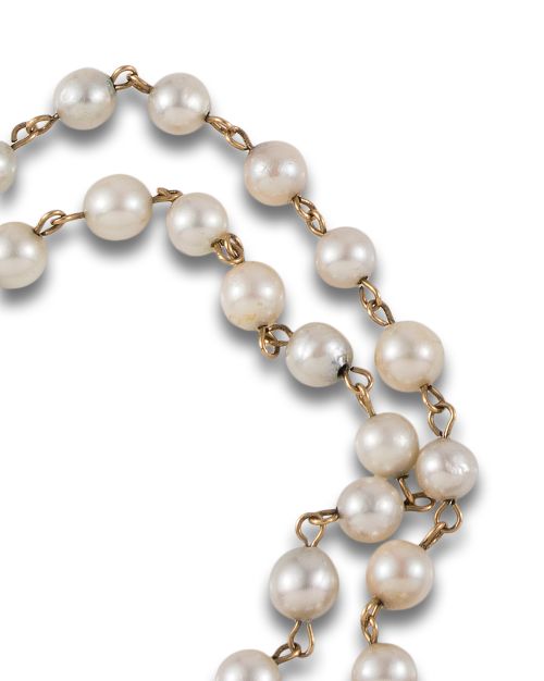 PULSERA DOS HILOS DE PERLAS, ORO AMARILLO